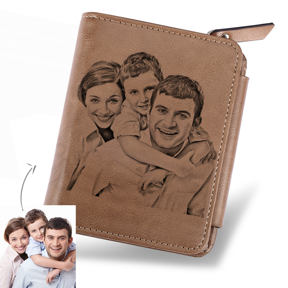 Custom Trifold Sketch Photo Wallet Gifts For Dad