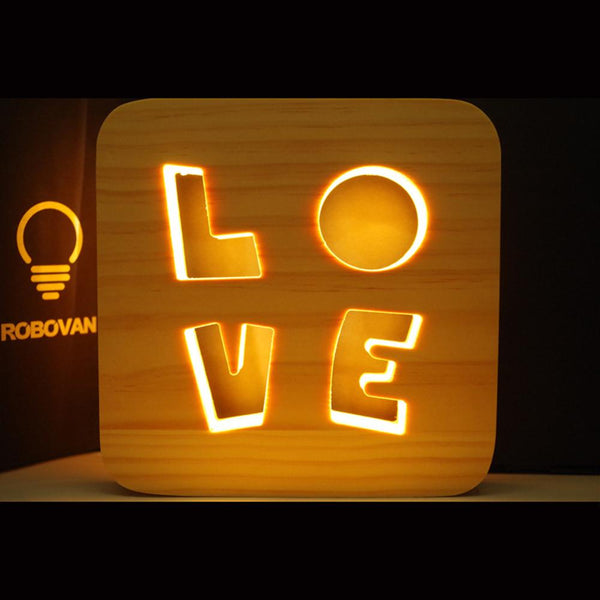 Wooden Night Lamp Love Night Light Wooden Carved Hollow Night Light For Bedroom