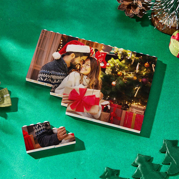 Christmas Gifts Personalised Building Brick Custom Photo Block Square Shape - photomoonlampau