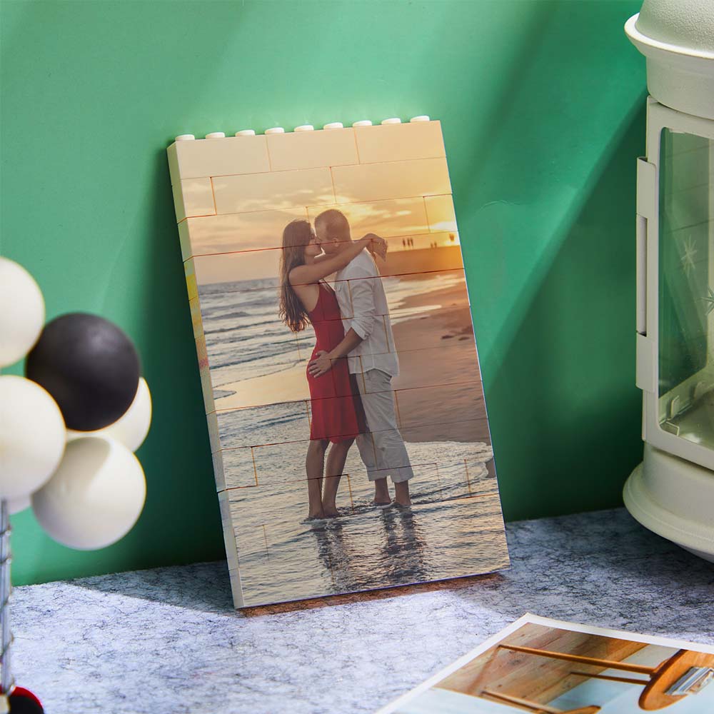 Personalised Vertical Photo Brick Block Music Code Gift For Couple