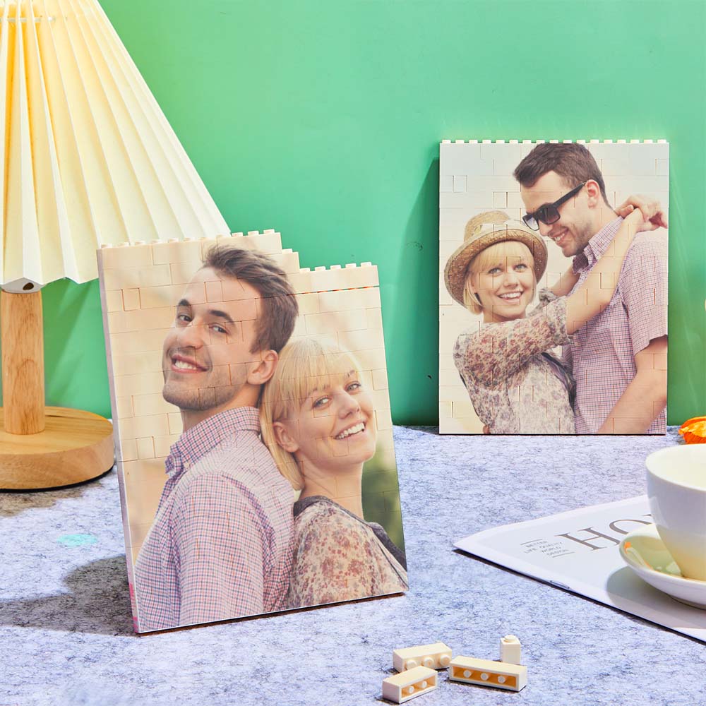 Personalised Vertical Photo Brick Block Music Code Gift For Couple