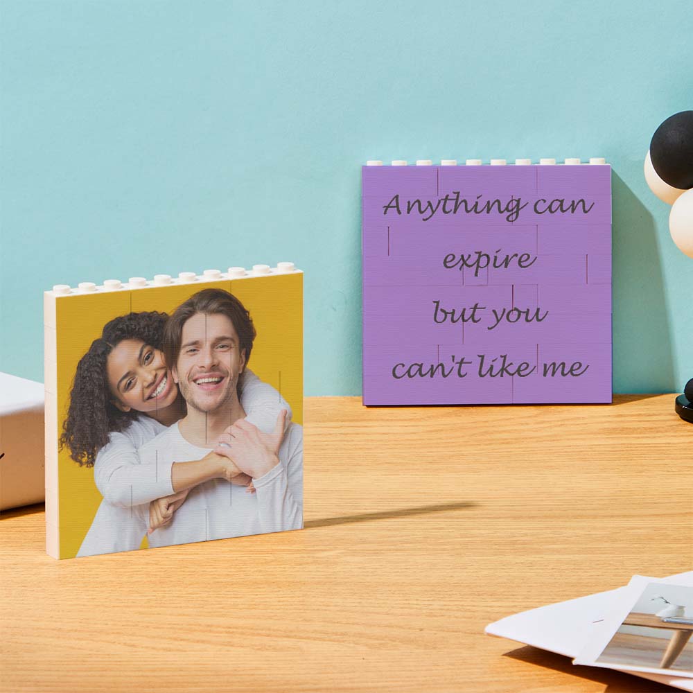 Personalised Square Photo Block With Back Text For Family Photo Christmas Gift