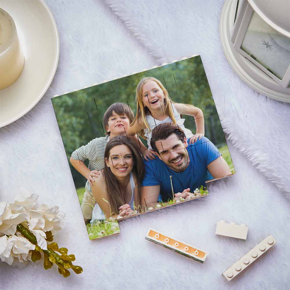 Personalised Square Photo Block With Back Text For Family Photo Christmas Gift