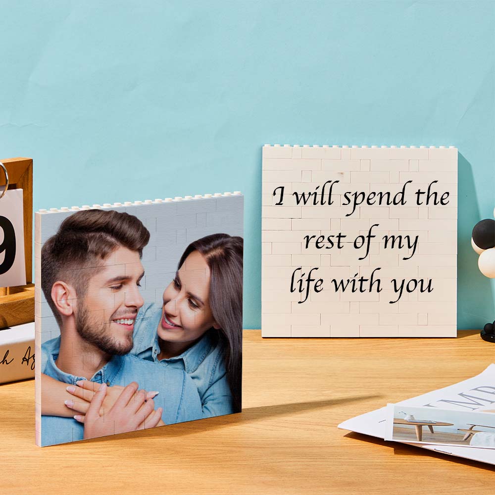 Personalised Square Photo Block Music Code Custom Text Frame For Wedding Gift