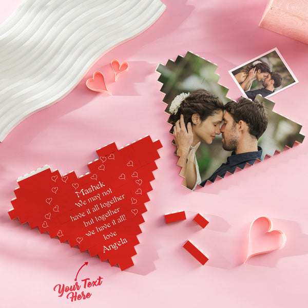 Custom Building Block Puzzle Heart Shape Photo Brick Valentine Gift for Lover - photomoonlampau