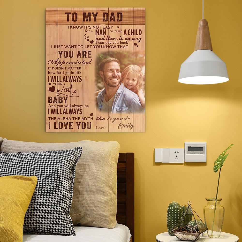 Custom Photo Wall Decor Painting Canvas With Text - To My Dad