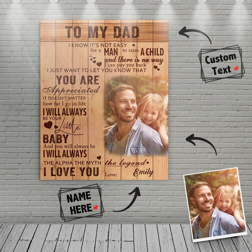 Custom Photo Wall Decor Painting Canvas With Text - To My Dad