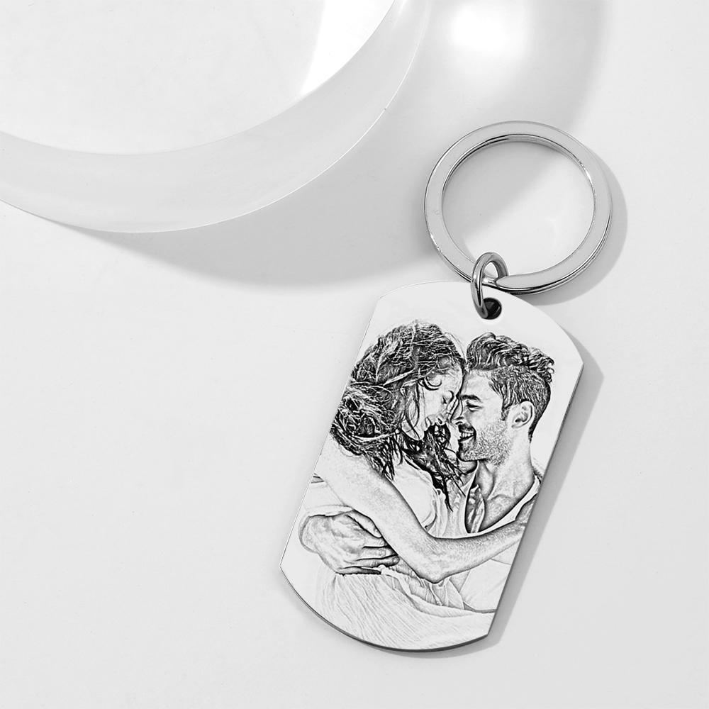 Custom Father's Day Gift Personalised Couple Photo Stainless Steel Keychain