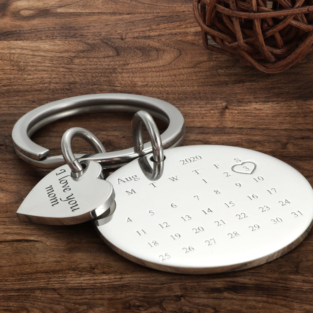 Custom Photo Engraved Calendar Keychain
