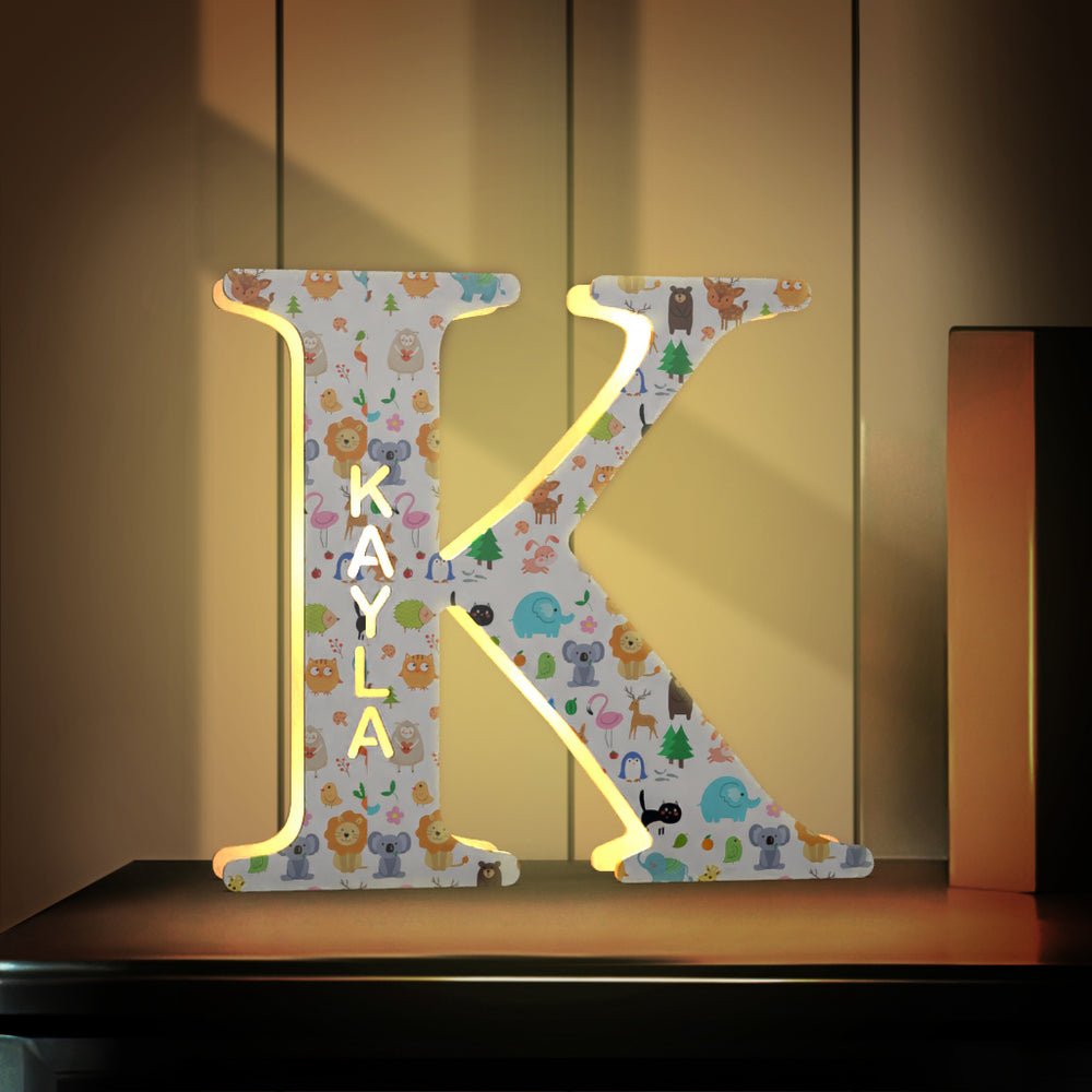 Nursery Decor Custom Name Led Wooden Lamps Engraved Name for Couples & Friends & Family Gift