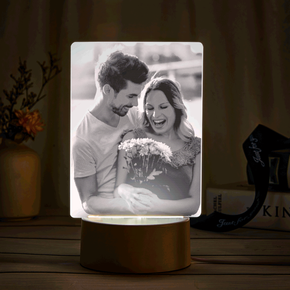 Custom Photo 3D Lamp Portrait Photo Night Light Bedside Lamp Anniversary Gift for Her