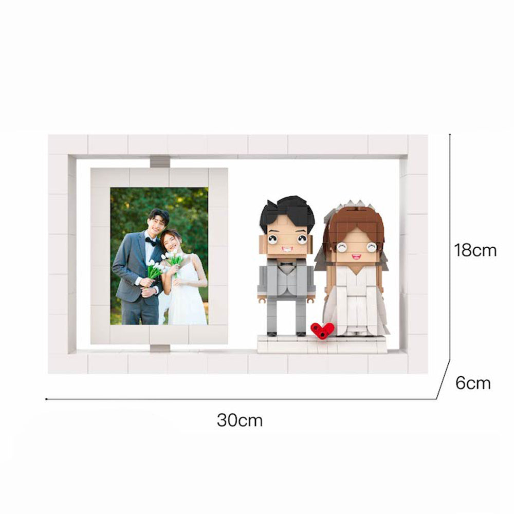 Full Body Customizable 2 People Custom Brick Figures Photo Frame Small Particle Block Home Decor