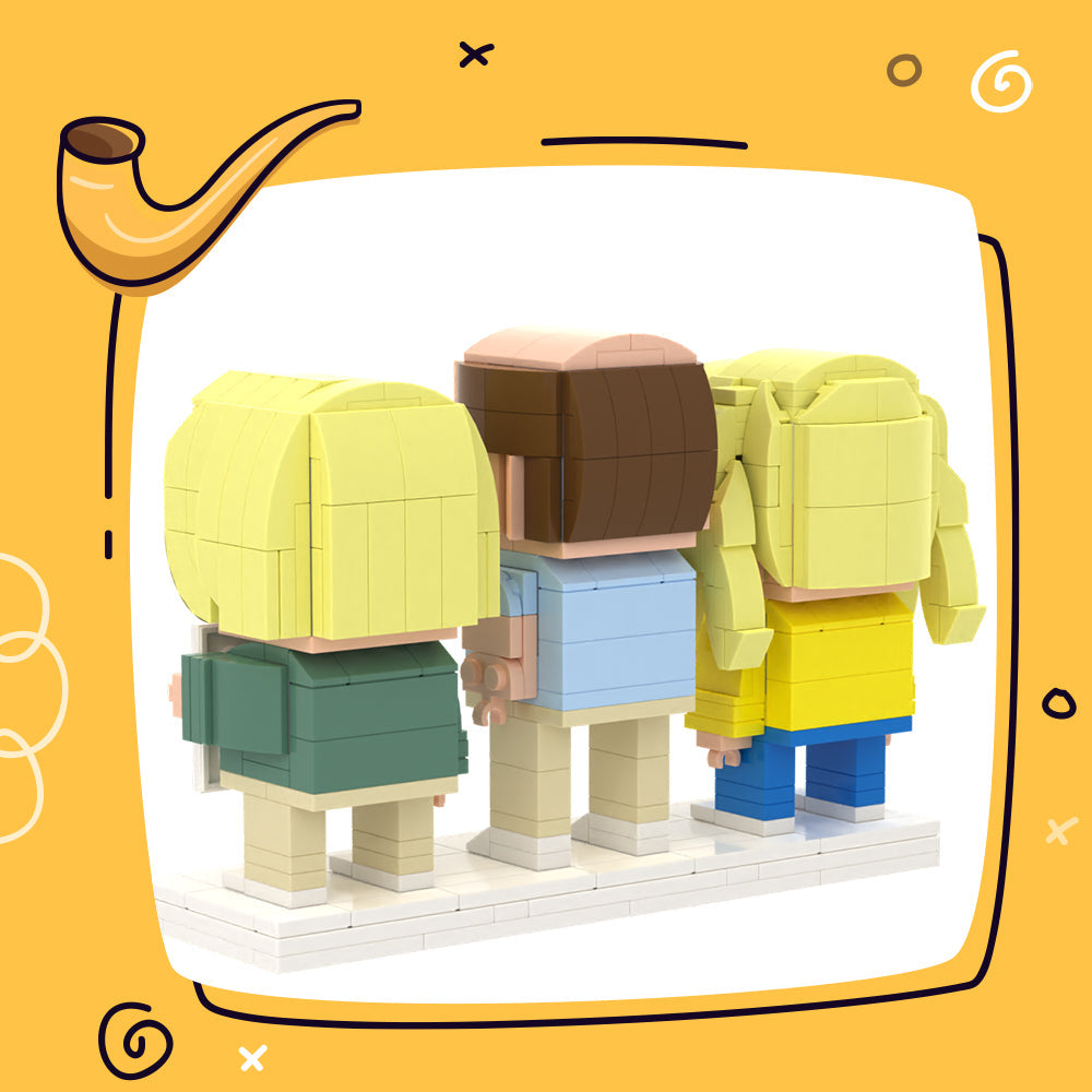 Dad's Exclusive Gift Full Body Customizable 3 People Custom Brick Figures Small Particle Block For Father's Day