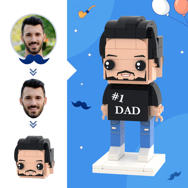 Gifts for Dad Custom Head Brick Figures NO.1 Dad Brick Figures Small Particle Block Toy