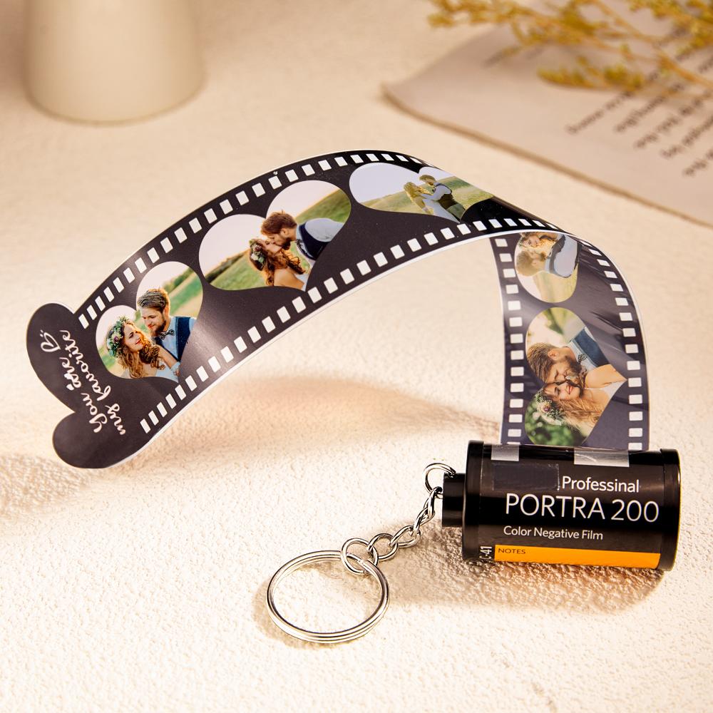 Custom Engraved Photo Film Keychain Camera Roll Creative Heart Gifts