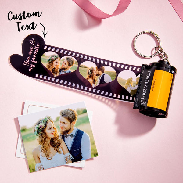 Custom Engraved Photo Film Keychain Camera Roll Creative Heart Gifts - photomoonlampau
