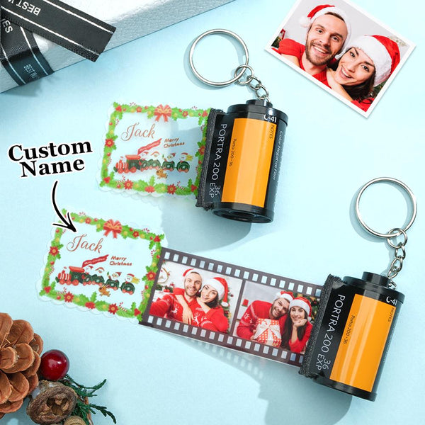 Custom Photo Engraved Film Keychain Funny Christmas Gift - photomoonlampau