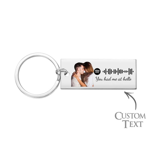 Custom Photo Engraved Spotify Music Keychain Stainless Steel Scannable Code Best Gifts For Couples - photomoonlampau