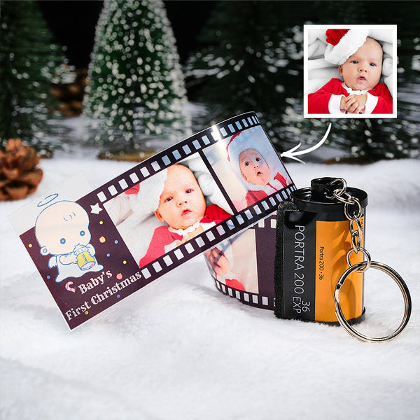 Custom Photo Film Roll Keychain Baby Birthday Theme Camera Keychain Christmas Day Gift - photomoonlampau