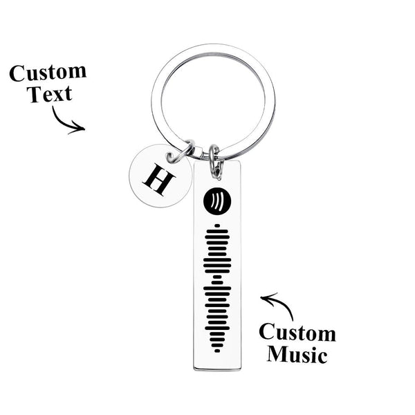 Scannable Spotify Code Keychain With Engraved Circle Pendant Custom Music Song Keychain Gift - photomoonlampau