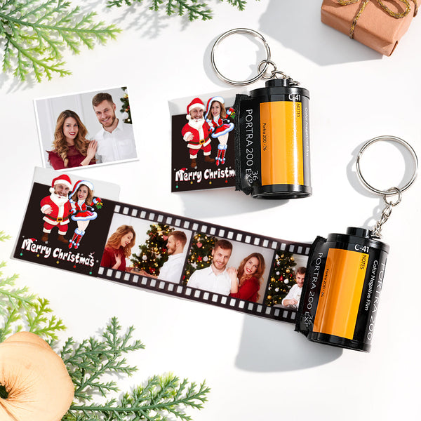 Custom Face Film Roll Keychain Memorial Camera Keychain Christmas Day Gift For Couples - photomoonlampau