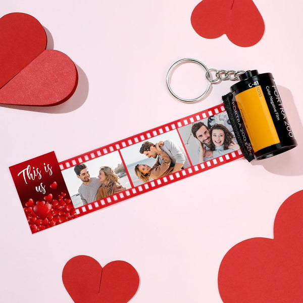 Custom Photo Film Roll Keychain This Is Us Theme Love Heart Camera Keychain Valentine's Day Gift - photomoonlampau