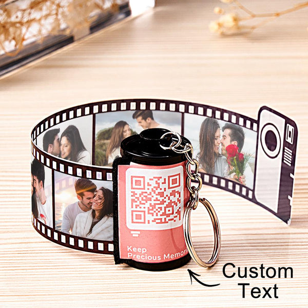 Scannable QR Code Colorful Shell Film Roll Keychain With Your Photo Camera Keychain Valentine's Day Gift - photomoonlampau