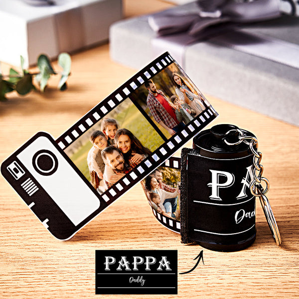 Custom Photo Film Roll Keychain Engravable Shell Camera Keychain Father's Day Gift - photomoonlampau