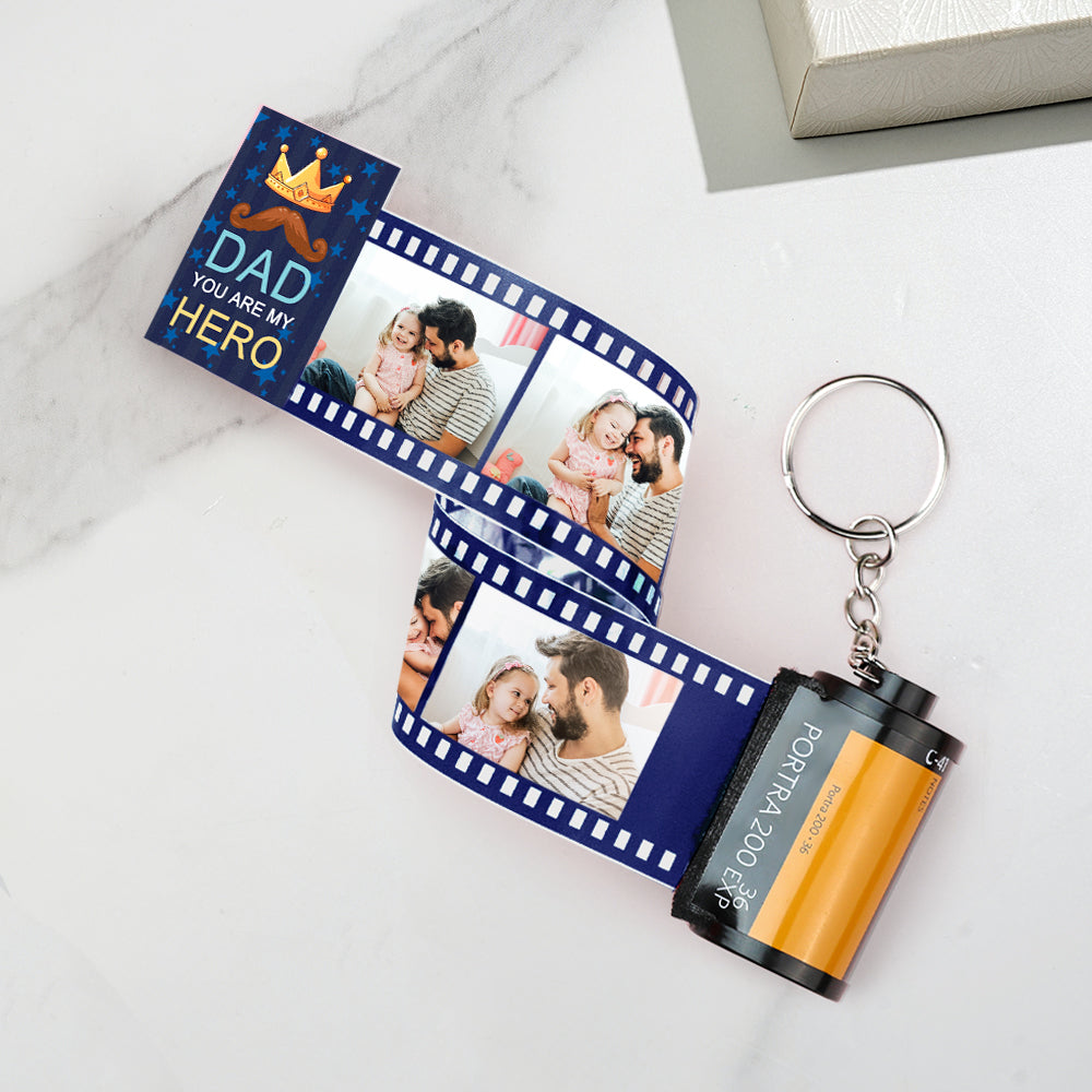 Custom Photo Camera Keychain Dad You Are My Hero Film Roll  Keychain Father's Day Gift
