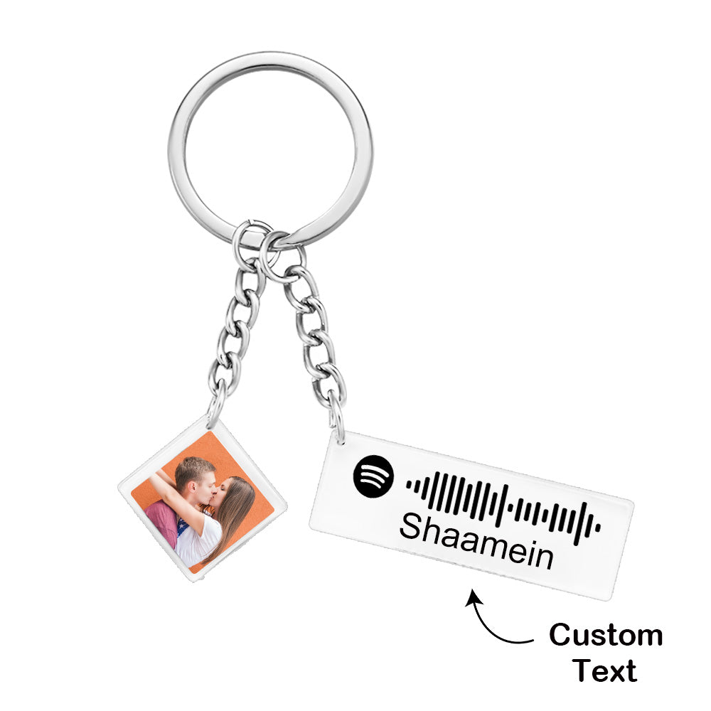 Custom Spotify Code Keychain Photo Engraved Keychain Valentine's Day Gift for Lover