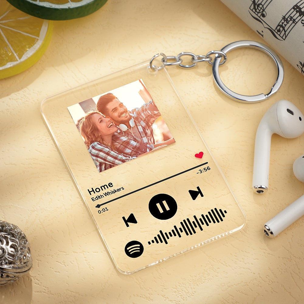 Idea for Father‘s Day Custom Music Code Music Plaque Keychain Gift for Dad (54mm x 86mm)