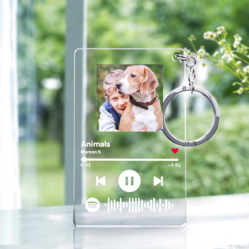 Idea for Father‘s Day Custom Music Code Music Plaque Keychain Gift for Dad (54mm x 86mm)