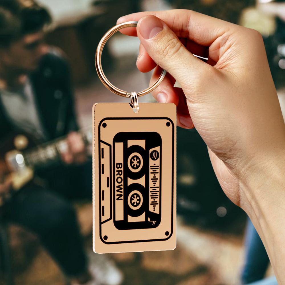 Scannable Music Spotify Code Keychain Custom Music Song Keychain Stainless Steel Rose Gold