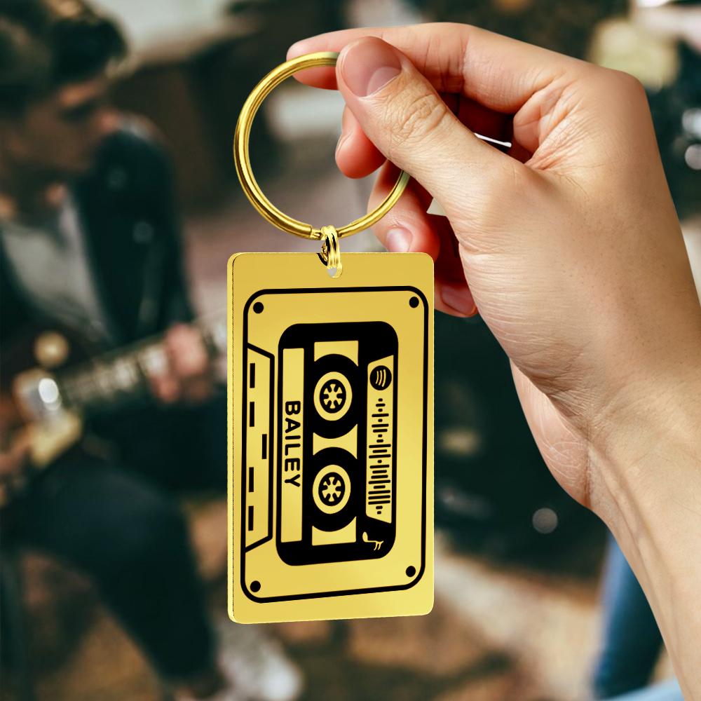 Scannable Music Spotify Code Keychain Custom Music Song Keychain Stainless Steel Rose Gold