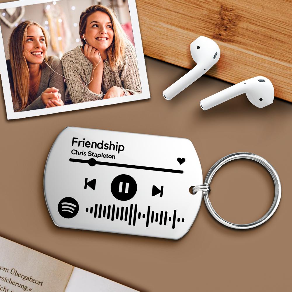 Gift for Dad Personalised Scannable Music Spotify Code Keychain Custom Laser Engrave Stainless Steel Rose Gold Spotify Code Keychain