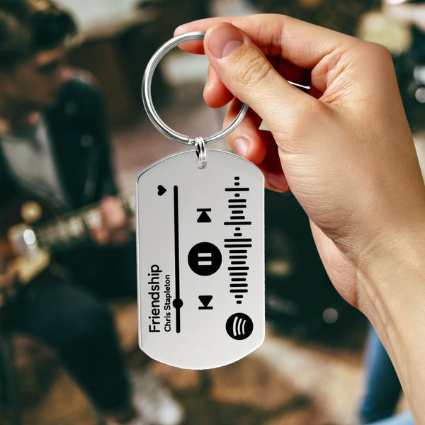 Gift for Dad Personalised Scannable Music Spotify Code Keychain Custom Laser Engrave Stainless Steel Rose Gold Spotify Code Keychain
