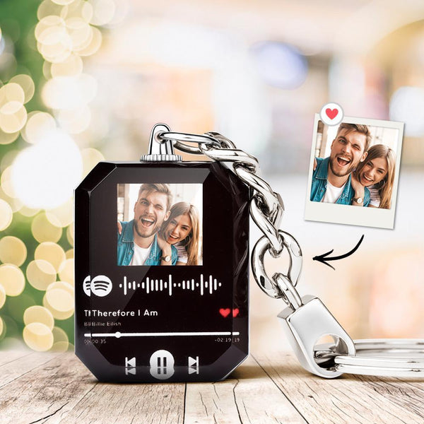 Spotify Keyring Custom Photo Music Song Code Crystal Keychain Gifts for Him/Her