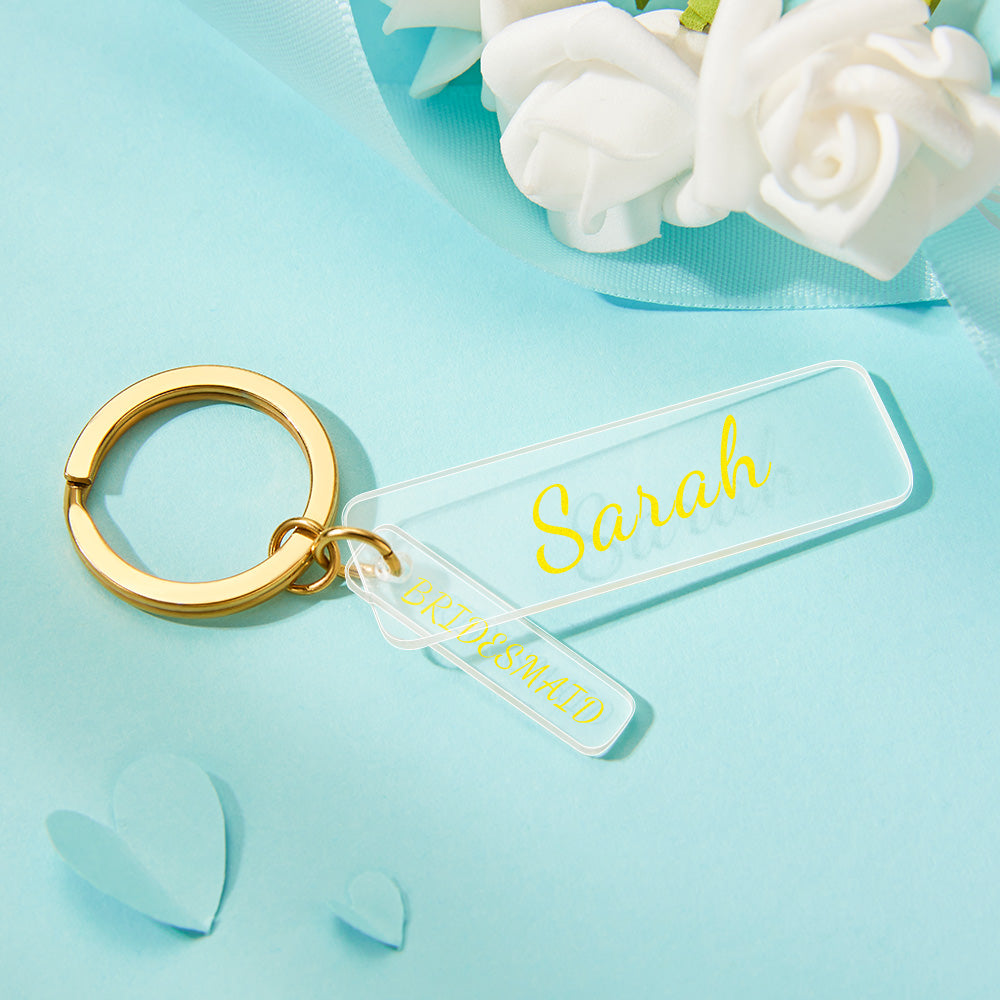 Custom Engraved Acrylic Keychains Bridesmaid Keychain Wedding Party Gift