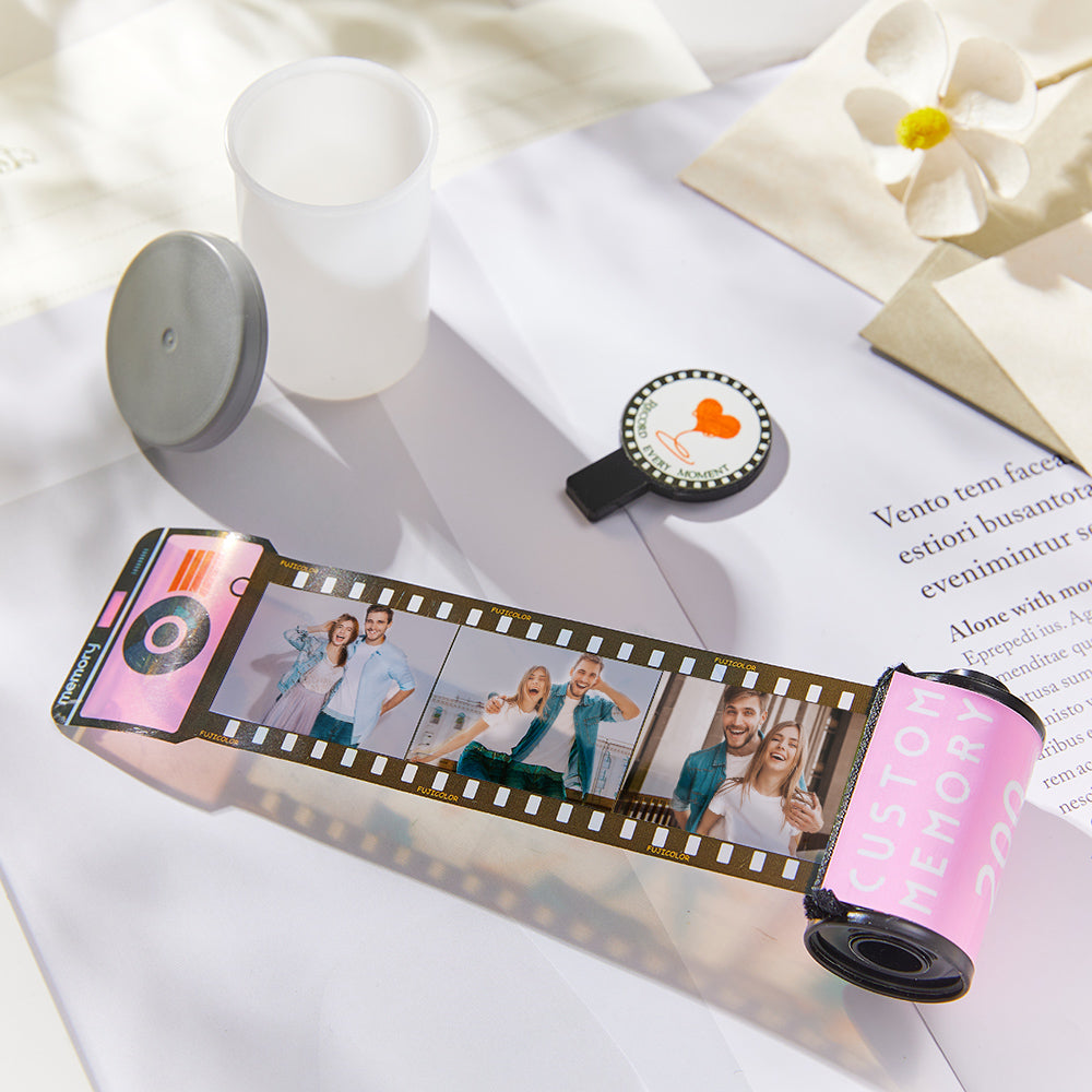 15 Pics Custom Film Roll Keychain Personalised Multiphoto Camera Keychain for Couples