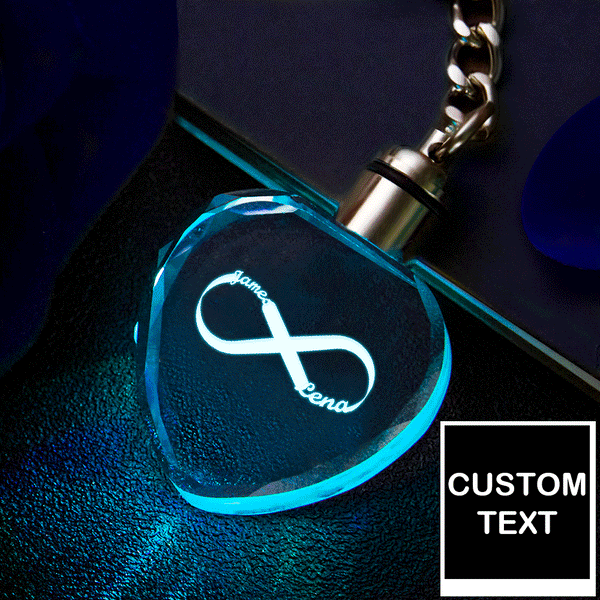 Custom Heart Crystal Keychain Keepsake Personalized Name Sign Light Infinity Love - photomoonlampau