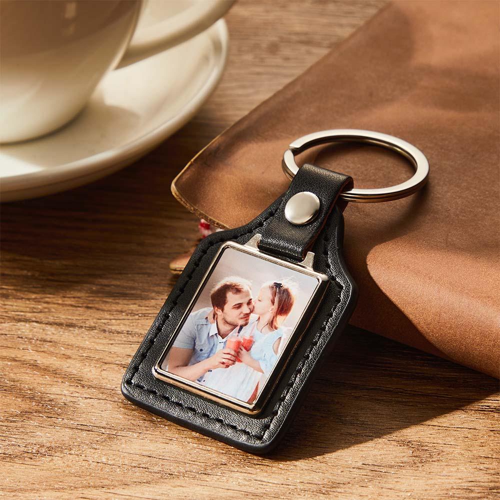 Custom Leather Photo Keychain Drive Safe Keychain Gift for Dad Anniversary Birthday Gift Father's Day Gift