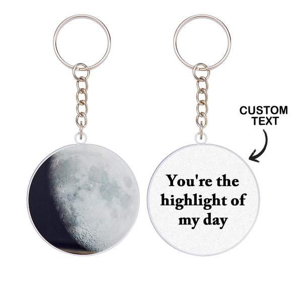 Custom Moon Phase Keychain Personalized Anniversary Gift for Him Birthday Gift for Man - photomoonlampau