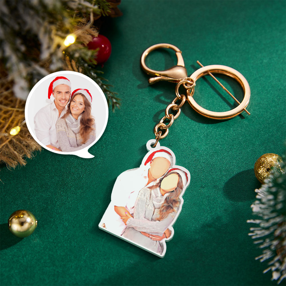Custom Portrait Keychain Personalised Portrait Keyring Christmas Gift Couple Keyring