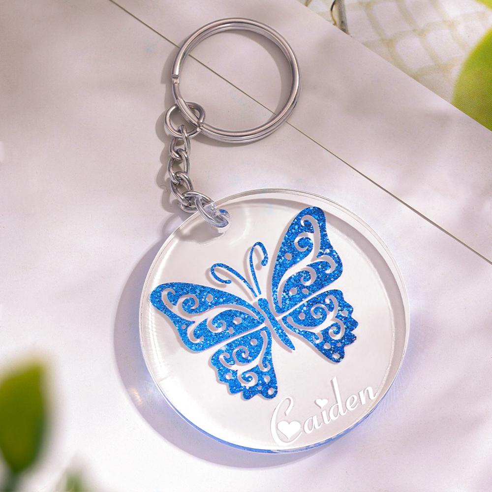 Personalised Gifts for Girls Kids Custom Acrylic Rainbow Butterfly Keychains with Name 2 inch Gifts for Friends Besties