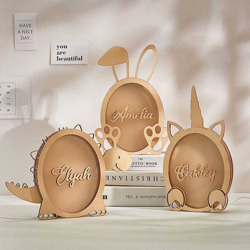 Custom Bunny Dino Engraved Light Night Cartoon Movable Home Gifts