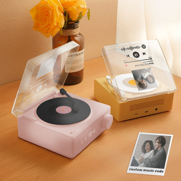 Personalized Photo Spotify Code Bluetooth Speaker Retro Alarm Clock For Music Lovers - photomoonlampau