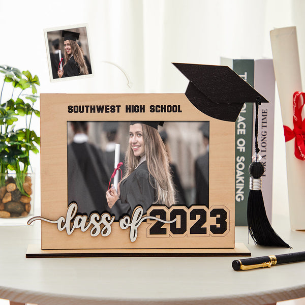 Custom Graduate Photo Frame Personalized Class School Wooden Frame Graduation Gift - photomoonlampau