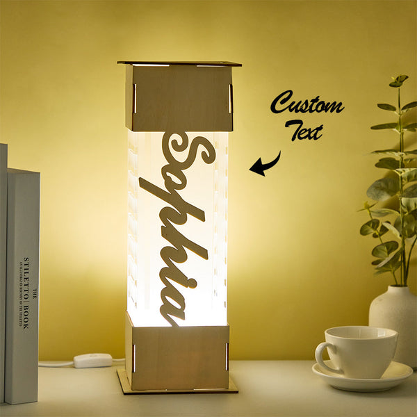 Personalized LED Lamp Custom Name Wooden Acrylic Night Light Birthday Gift - photomoonlampau