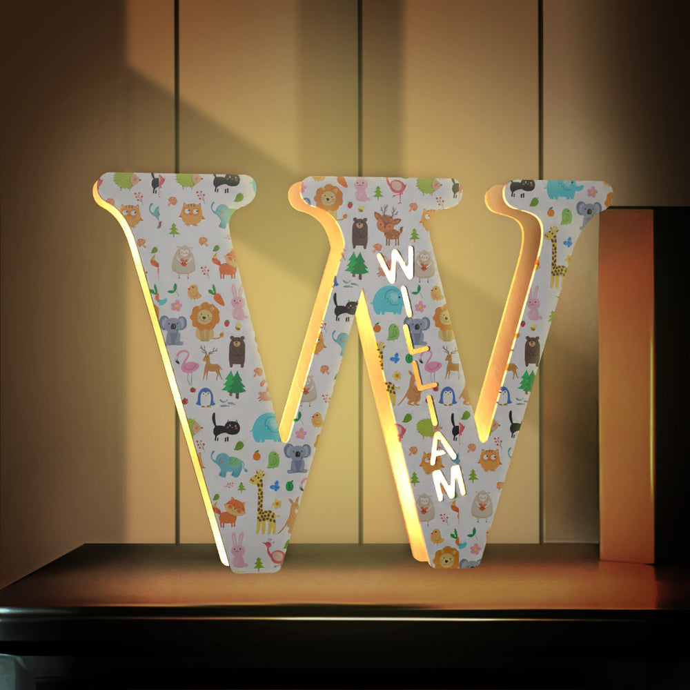 Nursery Decor Custom Name Led Wooden Lamps Engraved Name for Couples & Friends & Family Gift