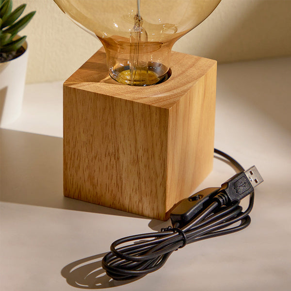 Square Log USB Lamp Holder - photomoonlampau